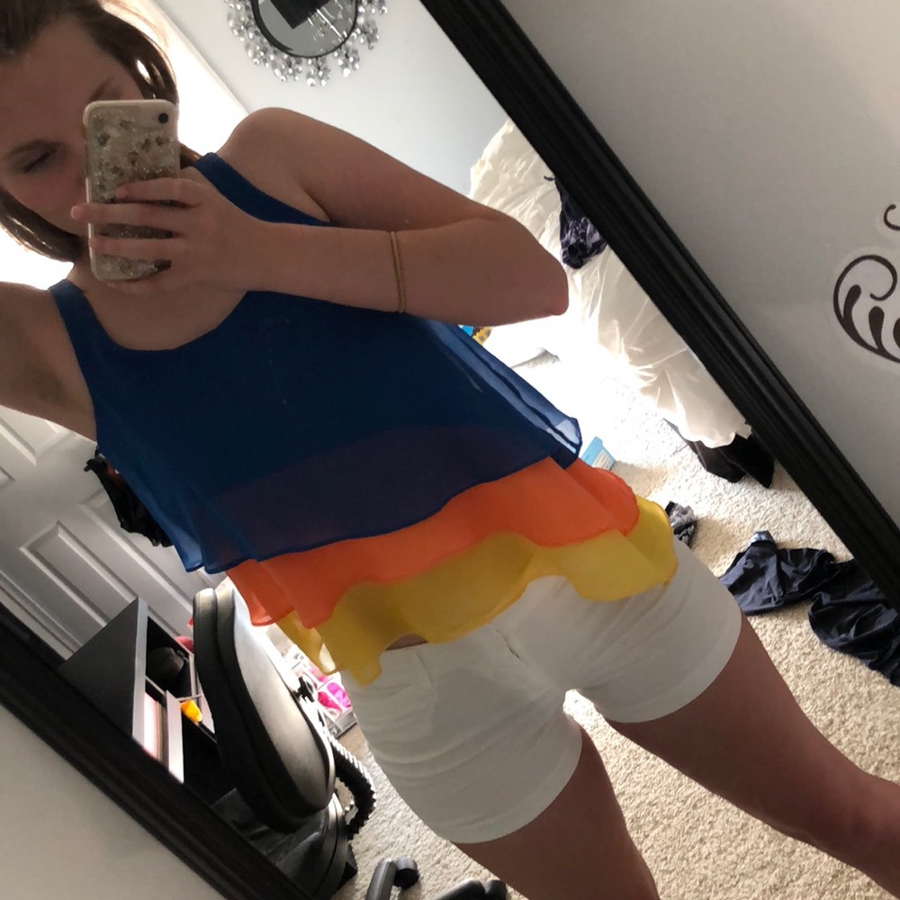 Chiffon Multicolored Ruffled Top